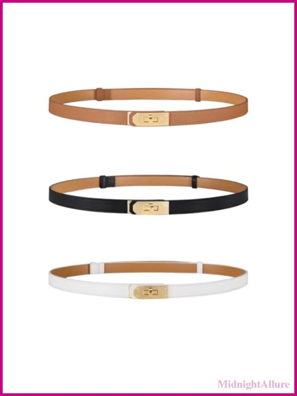 Women's Skinny Leather Belt Thin Adjustable Waist Belt for Dresses Jeans